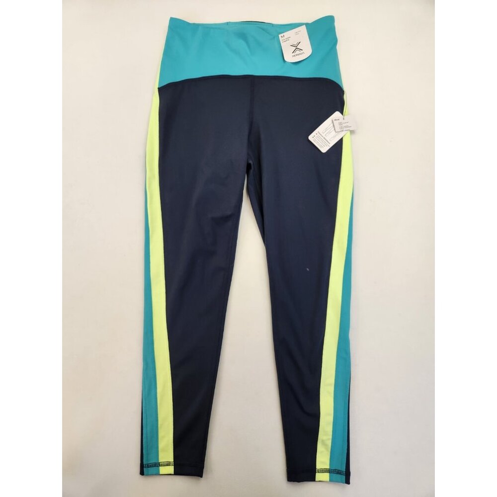 Xersion Ankle Legging Womens  M Multicolor Colorblock Poly Blend Pockets NWT $37
